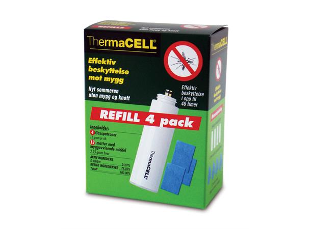 ThermaCell Refill 4 pk R4 Inneholder 4 gasspatron og 12 matter 